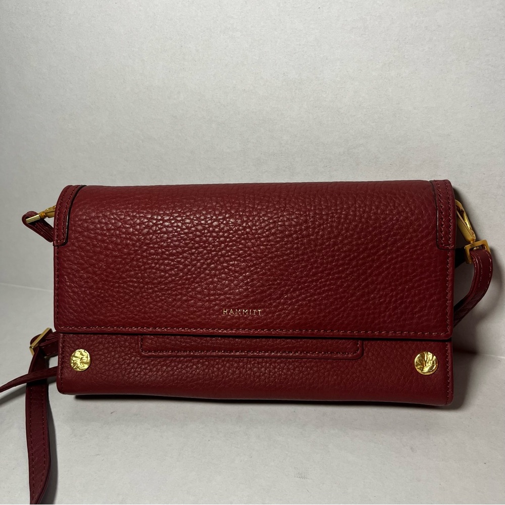 Hammitt AJ Crossbody Clutch POMODORO RED Pebbled Leather $395